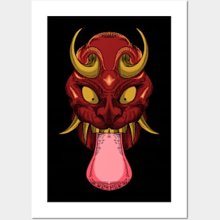 Red oni mask Posters and Art